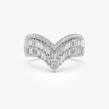 14k Baguette and Round Diamond Chevron Statement Ring Ferkos Fine Jewelry