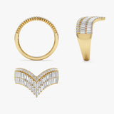 14k Baguette and Round Diamond Chevron Statement Ring Ferkos Fine Jewelry