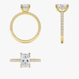 2.00 Ctw 14k Radiant Cut Lab Grown Diamond Pavé Band Ring with Hidden Halo – Delara Ferkos Fine Jewelry