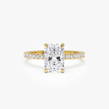 2.00 Ctw 14k Radiant Cut Lab Grown Diamond Pavé Band Ring with Hidden Halo – Delara 14k Gold Ferkos Fine Jewelry