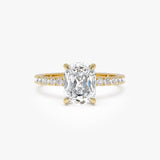 2.00 Ctw 14k Cushion Cut Lab Grown Diamond Pavé Band Ring with Hidden Halo – Renée 14k Gold Ferkos Fine Jewelry
