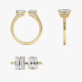 2.00 Ctw 14k Emerald & Oval Cut Toi et Moi Lab Grown Diamond Ring - Selen Ferkos Fine Jewelry