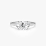 1 CTW 14k Oval Shaped Lab Grown Pear Shaped East-West Set Diamond Ring - Nives 14k White Gold Ferkos Fine Jewelry