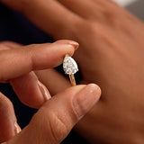 1 CTW 14k Pear Shaped Lab Grown Pear Shaped East-West Set Diamond Ring - Daria Ferkos Fine Jewelry