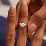 1 CTW 14k Pear Shaped Lab Grown Pear Shaped East-West Set Diamond Ring - Daria Ferkos Fine Jewelry