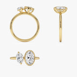 1.50ct 14k Oval Shaped Lab Grown Diamond Toi et Moi Ring - Amia Ferkos Fine Jewelry