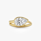 1.5 Ctw Pear Bezel Setting Lab Diamond Ring - Mira 14k Gold Ferkos Fine Jewelry