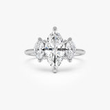 2.00ctw 14k Marquise Shaped Three Stone Lab Grown Diamond Engagement Ring - Adele 14k White Gold Ferkos Fine Jewelry