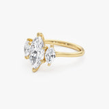 2.00ctw 14k Marquise Shaped Three Stone Lab Grown Diamond Engagement Ring - Adele Ferkos Fine Jewelry