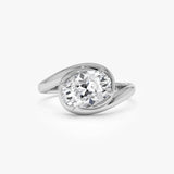 1.50ctw 14k Oval Shaped LabGrown Diamond Bypass Engagement Ring - Bianca 14k White Gold Ferkos Fine Jewelry
