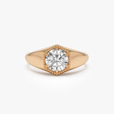 0.75 Ctw 14k Lab Grown Diamond Hexagon Signet Ring - Maia Ferkos Fine Jewelry