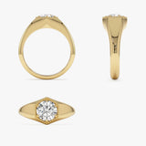 0.75 Ctw 14k Lab Grown Diamond Hexagon Signet Ring - Maia Ferkos Fine Jewelry
