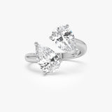 3.05ctw 14k Pear Shaped Lab Grown Diamond Toi et Moi Ring - Zora 14k White Gold Ferkos Fine Jewelry
