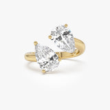 3.05ctw 14k Pear Shaped Lab Grown Diamond Toi et Moi Ring - Zora 14k Gold Ferkos Fine Jewelry