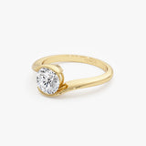 1.00 Ctw 14k Gold Round Shape Lab Grown Diamond S Shape Engagement Ring - Maris Ferkos Fine Jewelry