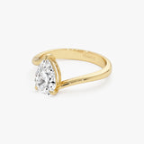 1.00 Ctw 14k Gold Pear Shape Lab Grown Diamond S Setting Engagement Ring - Maia Ferkos Fine Jewelry