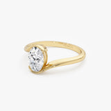 1.00 Ctw 14k Gold Oval Lab Grown Diamond S Setting Engagement Ring - Luisa Ferkos Fine Jewelry