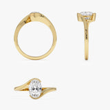 1.00 Ctw 14k Gold Oval Lab Grown Diamond S Setting Engagement Ring - Luisa Ferkos Fine Jewelry