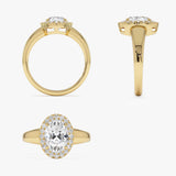 1.85 Ctw 14k Oval Shape Lab Grown Diamond Halo Engagement Ring - Leta Ferkos Fine Jewelry