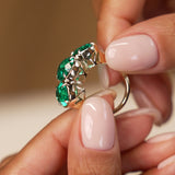 9.15 Ctw 14k Lab Grown Colombian Emerald Three Stone Ring - Thea