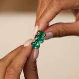 9.15 Ctw 14k Lab Grown Colombian Emerald Three Stone Ring - Thea