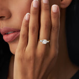 2.35 Ctw 14k lab Grown Asscher Cut Three Stone Enagement Ring - Nina