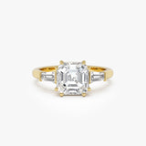 2.35 Ctw 14k lab Grown Asscher Cut Three Stone Enagement Ring - Nina