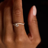 0.67 Ctw 14k Pear Shaped Lab Grown Diamond Wavy Pavé Ring - Faye Ferkos Fine Jewelry