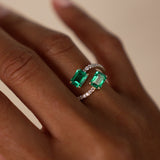 1.15 Ctw 14k Lab Grown Emerald and Diamond Bypass Statement Ring - Danae Ferkos Fine Jewelry