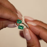 1.15 Ctw 14k Lab Grown Emerald and Diamond Bypass Statement Ring - Danae Ferkos Fine Jewelry