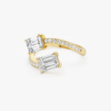 2.25 Ctw 14k Lab Grown Emerald Cut and Diamond Bypass Ring - Agape Ferkos Fine Jewelry