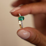0.88 Ctw 14k Lab Grown Colombian Emerald and Diamond Ring - Eleni Ferkos Fine Jewelry