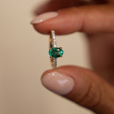 0.88 Ctw 14k Lab Grown Colombian Emerald and Diamond Ring - Eleni Ferkos Fine Jewelry
