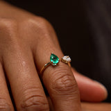 0.66 Ctw Lab Grown Diamond and Emerald Toi et Moi Ring - Evita Ferkos Fine Jewelry