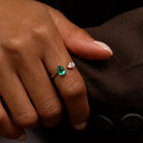 0.66 Ctw Lab Grown Diamond and Emerald Toi et Moi Ring - Evita Ferkos Fine Jewelry