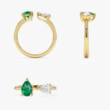 0.66 Ctw Lab Grown Diamond and Emerald Toi et Moi Ring - Evita Ferkos Fine Jewelry