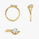 1ct Pear Shaped Lab Grown Contemporary Diamond Engagement Ring - Kleio Ferkos Fine Jewelry