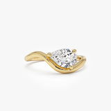 1ct Pear Shaped Lab Grown Contemporary Diamond Engagement Ring - Kleio 14k Gold Ferkos Fine Jewelry