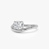 1ct Oval Shaped Lab Grown Contemporary Diamond Engagement Ring - Clio 14k White Gold Ferkos Fine Jewelry