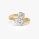 2 CTW 14k Pear and Round Lab Grown Diamond Bypass Ring - Roma 14K Gold Ferkos Fine Jewelry