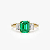 1.75 Ctw 14K Lab Grown Emerald Three Stone Engagement Ring - Yindi 14K Gold Ferkos Fine Jewelry