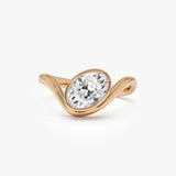 1.00 Ctw 14k Oval Shaped Lab Grown Diamond Bezel Wave Engagement Ring - Trina Ferkos Fine Jewelry