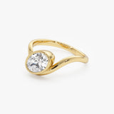 1.00 Ctw 14k Oval Shaped Lab Grown Diamond Bezel Wave Engagement Ring - Trina Ferkos Fine Jewelry