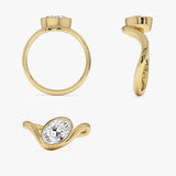 1.00 Ctw 14k Oval Shaped Lab Grown Diamond Bezel Wave Engagement Ring - Trina Ferkos Fine Jewelry