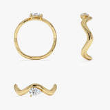 0.20 ctw 14k Pear Shape Lab Grown Diamond Curved Stacking Ring - Cilia Ferkos Fine Jewelry