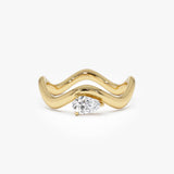 0.20 ctw 14k Pear Shape Lab Grown Diamond Curved Stacking Ring - Cilia 14K Gold Ferkos Fine Jewelry