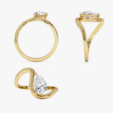 14k 1 CTW Pear Shape Lab Grown Diamond Ring - Bona Ferkos Fine Jewelry