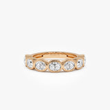 1.40 Ctw 14k Oval Shape Bezel Set Lab Grown Diamond Band - Hilda Ferkos Fine Jewelry