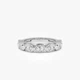 1.40 Ctw 14k Oval Shape Bezel Set Lab Grown Diamond Band - Hilda 14K White Gold Ferkos Fine Jewelry