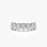 0.90 Ctw 14k Marquise Shaped Lab Grown Diamond Band - Saga 14K White Gold Ferkos Fine Jewelry
